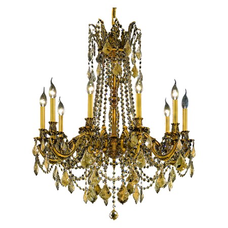 Elegant Lighting Royal Cut Smoky Golden Teak Crystal Rosalia 10-Light 9210D28FG-GT/RC